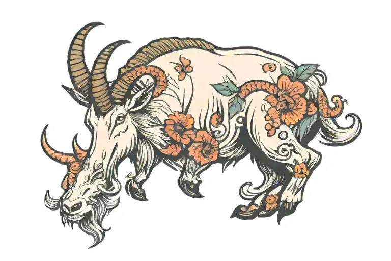 Mountain Goat With Two Koi Fish