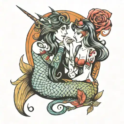 A Mermaid And Unicorn Smoking Joint