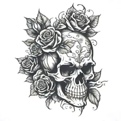 Skull With Roses