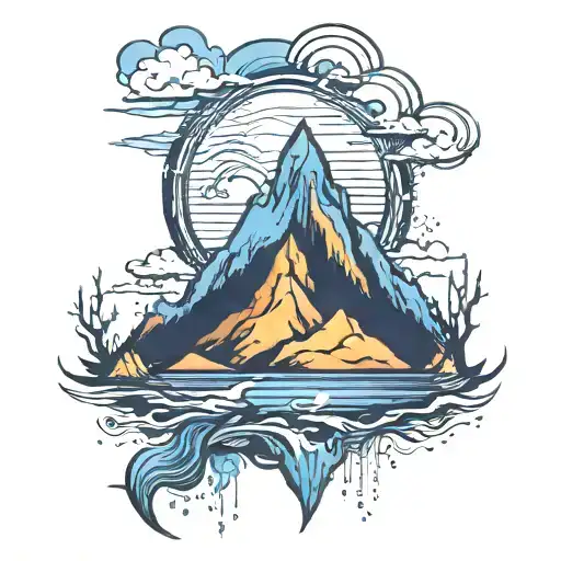 Black And Dark Blue Mountains Full Sleeve