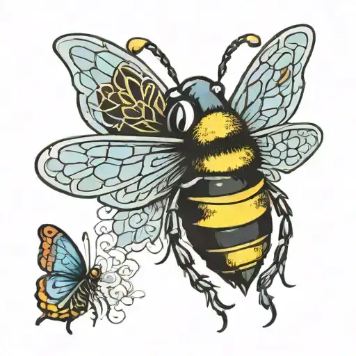 Bee With Boxing Gloves As A Body And Butterfly Wings