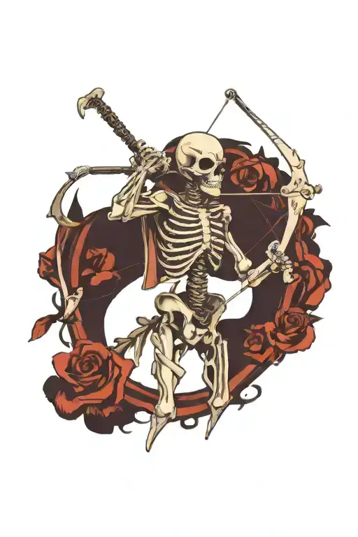 Skeleton Archer Tattered Clothes Holding Bow