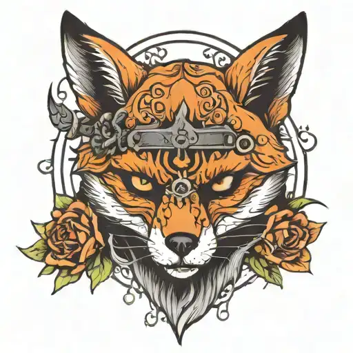 Fox Wearing A Skull Mask Split In Half