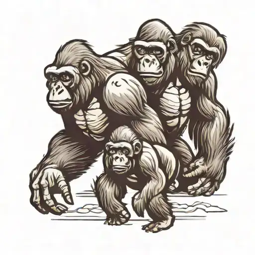 Gorilla Walking With Baby Gorilla