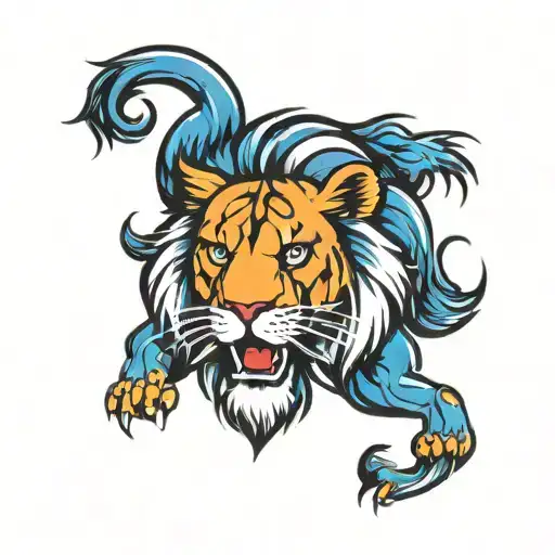 Half Aston Villa Lion Face Combined With Half Detroit Lions Face