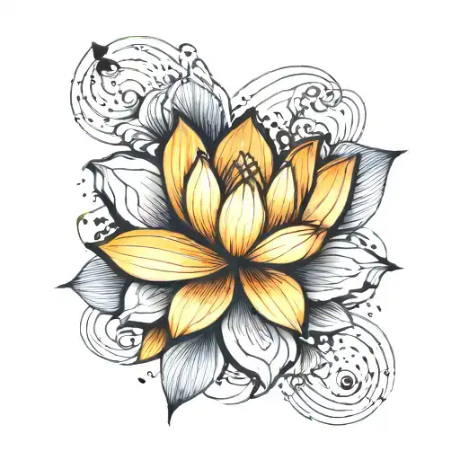 Lotus Flower With Lines Small