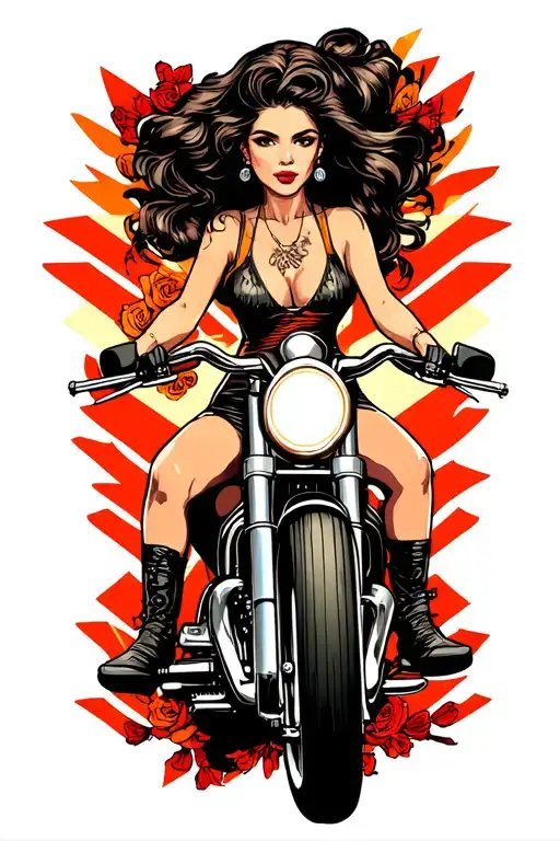 Pin Up Girl Riding On A Motor Bike Covering Up Corporal Chevrons