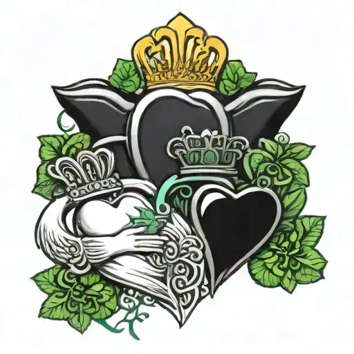 Feminine Delicate Claddagh & Shamrock Intertwined