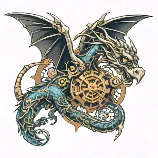Steampunk Dragon Intertwined