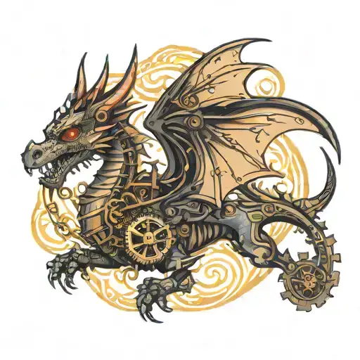 Steampunk Dragon Flying