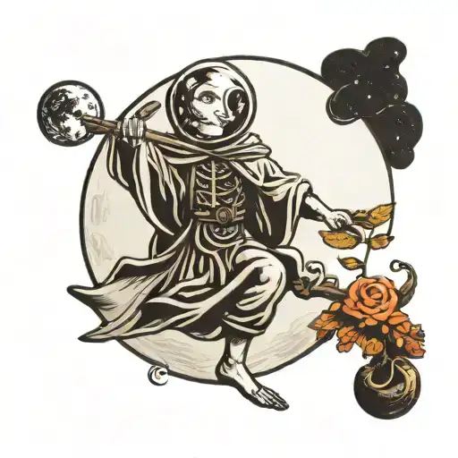 Moon With Stick Figure Looking Forward