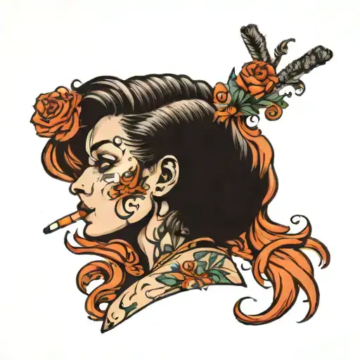 Girl Smoking A Cigarette Burn Scar Turned