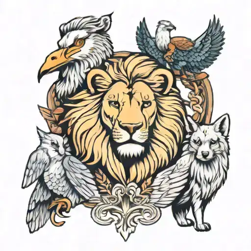 Lion And Eagle And Fox And Lamb