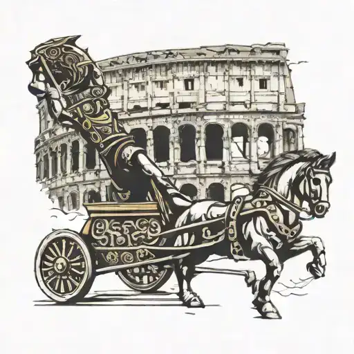 Roman Coliseum With A Gladiator Riding A Chariot