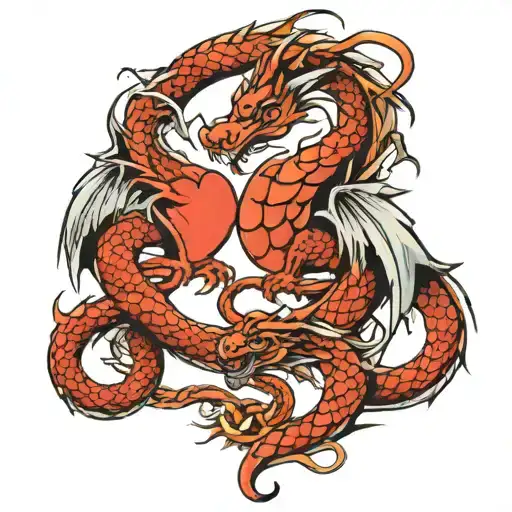 Dragon Intertwined Hearts