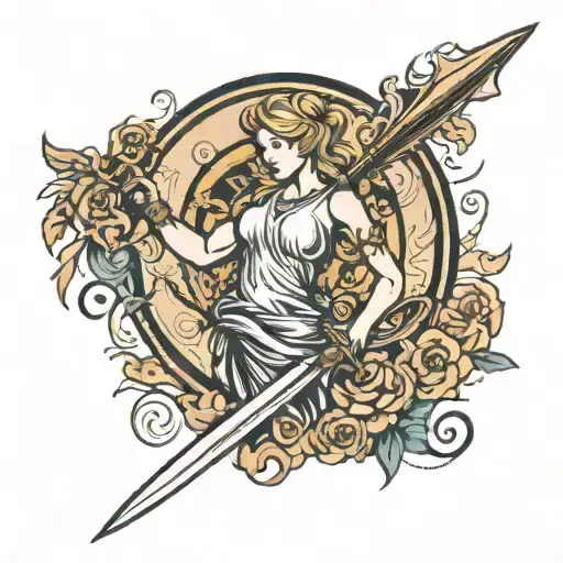 Virgo With Sword Surrounded
