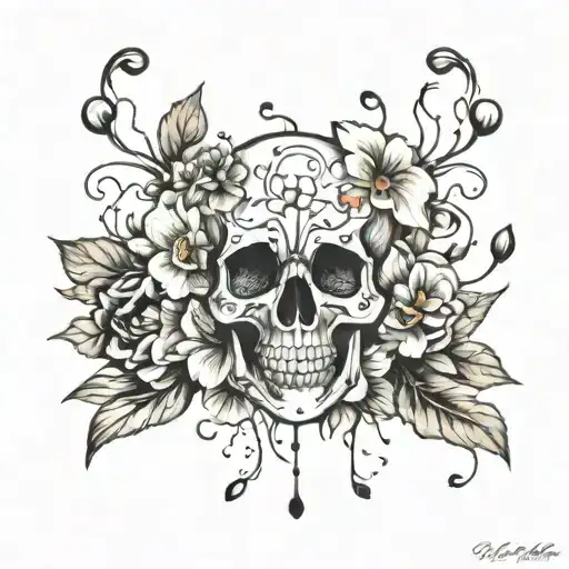 Delicate Trash Polka Poppy With Skull