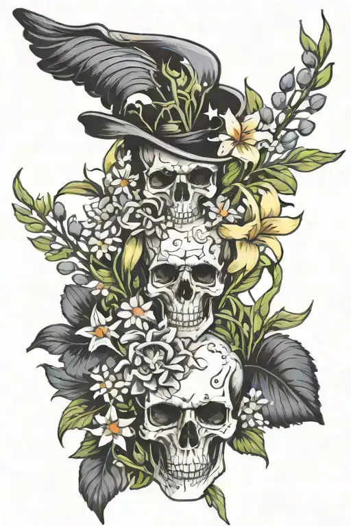 Daisy 2 Larkspur Gladiolus Aster And Lily Of The Valley Bouquet With A Skull