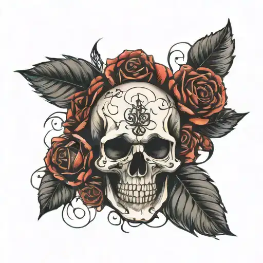 Skull And Roses Wrapped