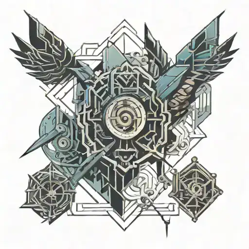 Cut Mark With Geometric Cyberpunk Inspired