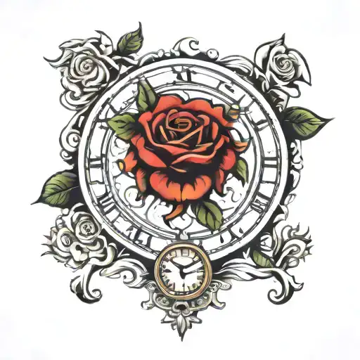 Lion Rose Clock Face