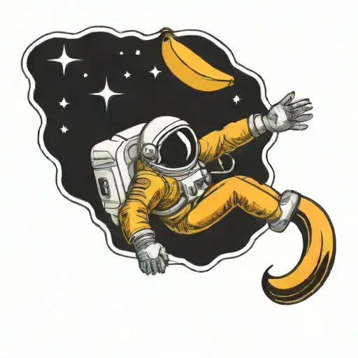 Astronaut Flying A Banana Into Space