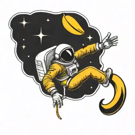 Astronaut Flying A Banana Into Space