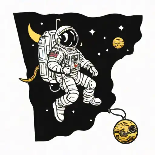 Astronaut Flying A Banana Into Space