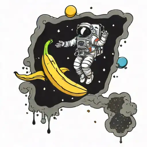 Astronaut Flying A Banana Into Space