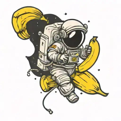 Astronaut Flying A Banana Into Space