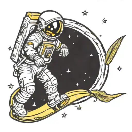Astronaut Flying A Banana Into Space
