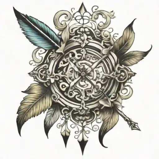 Bow Nad Arrow Baroque Tattoo Design
