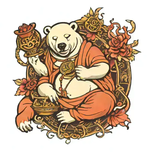 Polar Bears Buddha Clock Cannon