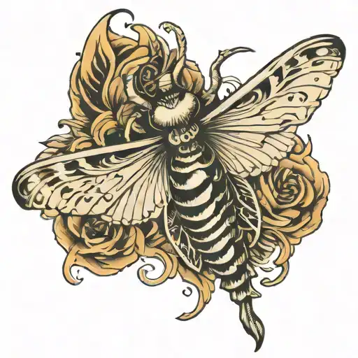 Death Moth Tattoo With A Wing As A Fingerprint