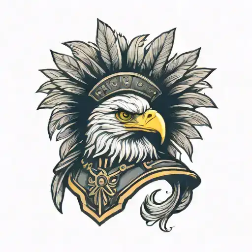 Roman Helmet And Bald Eagle