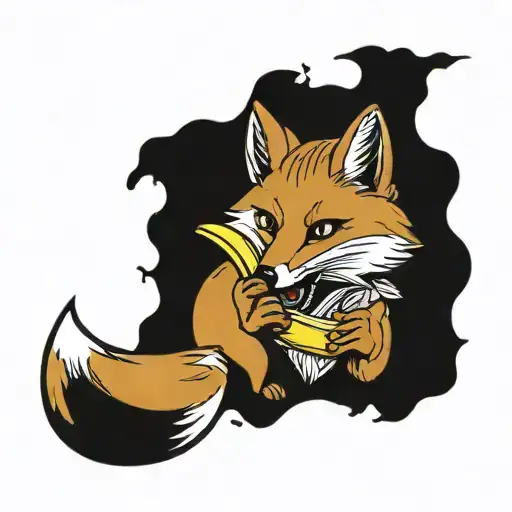 Fox Eating A Banana