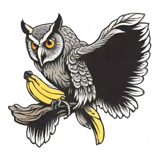 Owl Eating A Banana