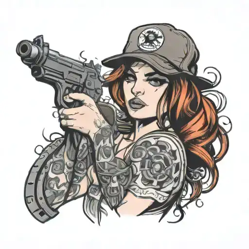 Hot Girl Wearing A Boston Hat Holding A Gun