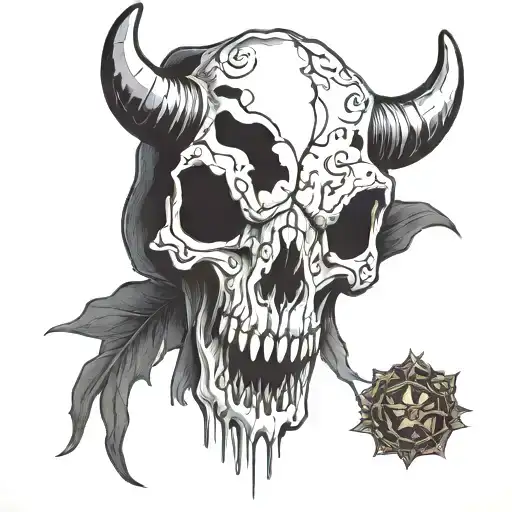 Western Cow Skull Arm Tattoo Design