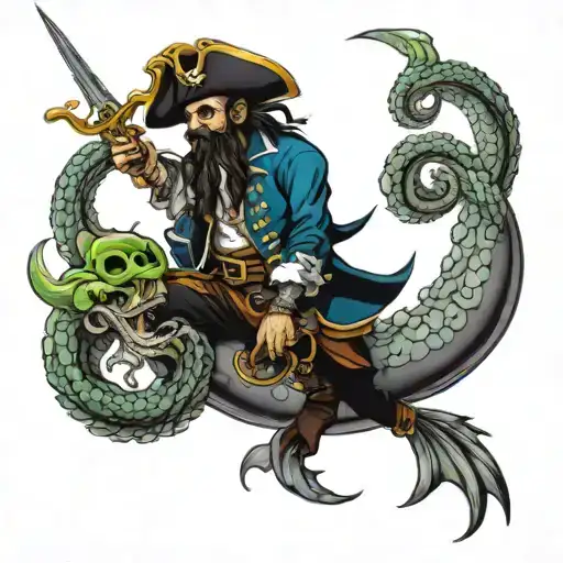 Pirate Et Kraken Attacking