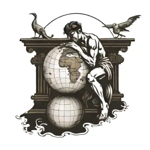 Atlas Resting On A Globe Symbolizing The Need To Rest Tattoo