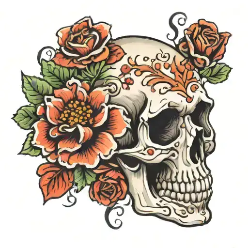 Skull With Flowers