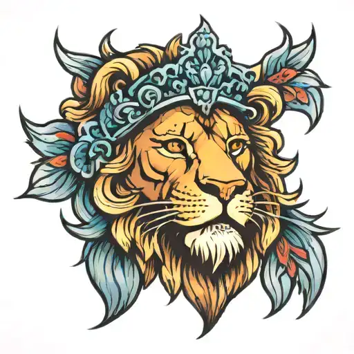 American Traditional Lion Head