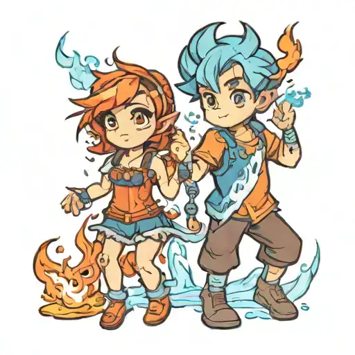Fire Boy Water Girl Game Character But Make It Fire Girl Water Boy