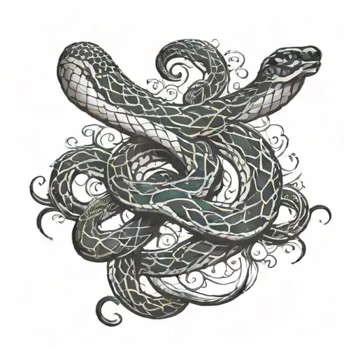 Snake With Intricate Design On Colar Bone