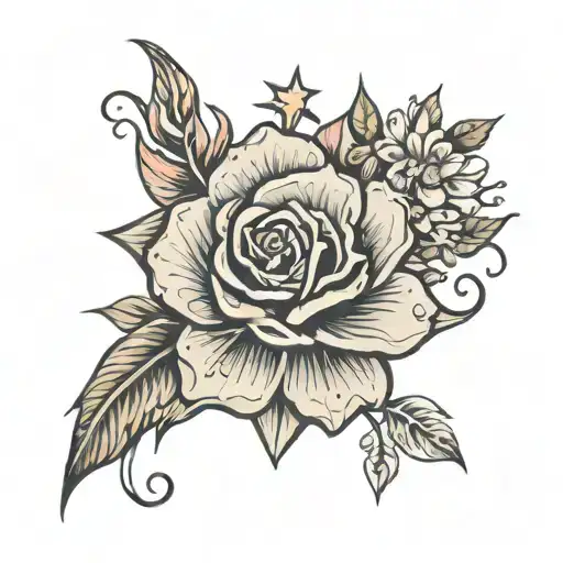 Rose Poppy Daisy Star With K Inside Surrounded