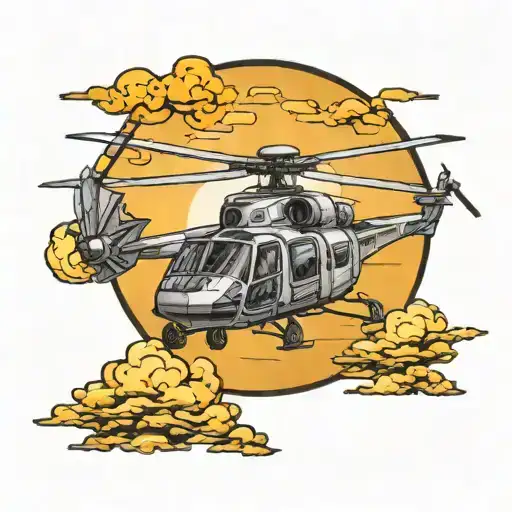Airwolf Helicopter In Front Of Sun