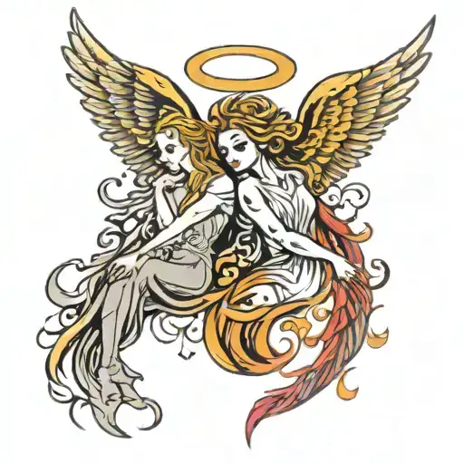 An Angel And A Demon Wings Tight