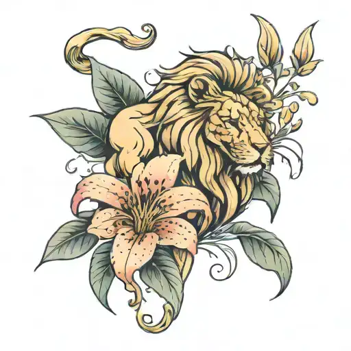 Lily Flower And Lion