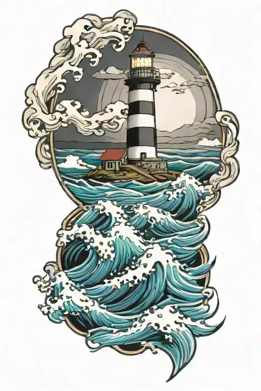 Lighthouse Waves Crashing